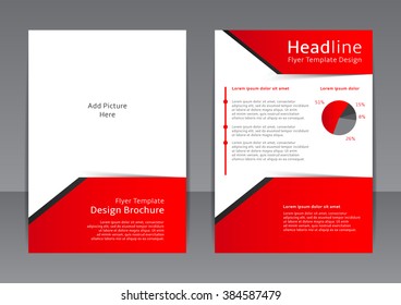 Vector design of the red and white flyer, cover, brochure, poster, report. Vector template for your business in A4 size.