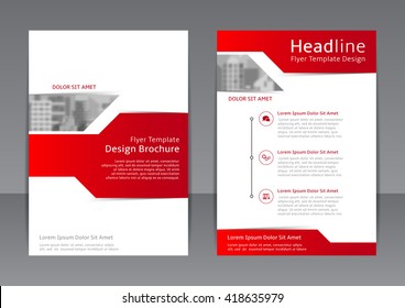 Vector design of the red and white flyer, cover and report with place for text. Vector template of brochure with place for picture for your business in A4 size.