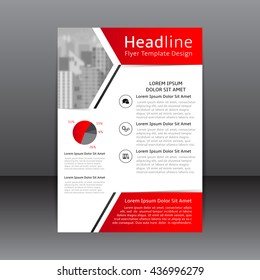 Vector design of the red and white flyer and cover. Vector template of brochure with place for text for your business in A4 size.