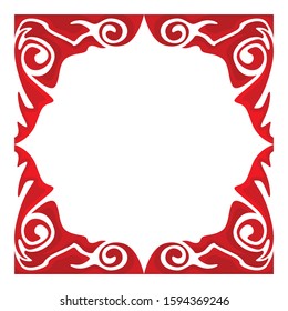 Vector Design of a Red Wood Ornament Frame with a Nature Theme