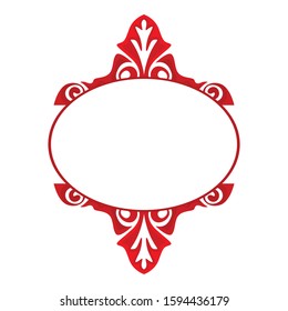 Vector Design of a Red Wood Ornament Circle Frame with a Nature Theme