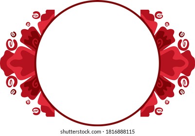 Vector Design of a Red Wood Ornament Circle Frame with a Nature Theme