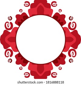 Vector Design of a Red Wood Ornament Circle Frame with a Nature Theme