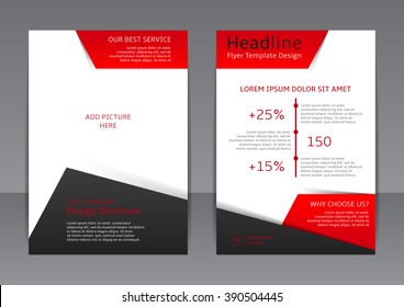 Vector design of the red-black and white flyer, cover, brochure, poster, report with place for picture. Vector template for your business in A4 size.