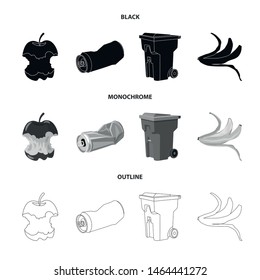 Vector design of refuse and junk icon. Set of refuse and waste vector icon for stock.