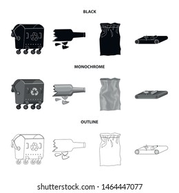 Vector design of refuse and junk sign. Set of refuse and waste vector icon for stock.