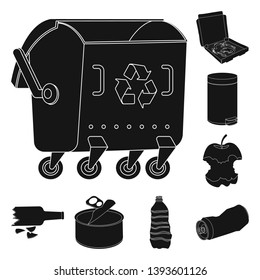 Vector design of refuse and junk symbol. Collection of refuse and waste vector icon for stock.