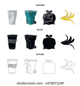 Vector design of refuse and junk symbol. Collection of refuse and waste vector icon for stock.