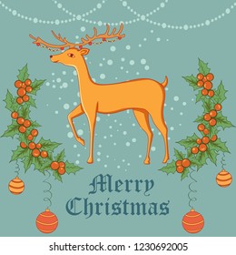 Vector design of Reindeer for Merry Christmas Holiday celebration background