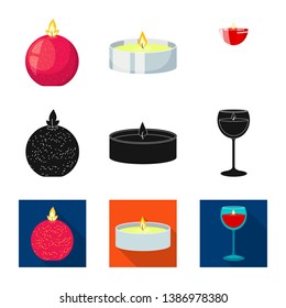 Vector design of relaxation and flame icon. Set of relaxation and wax stock symbol for web.