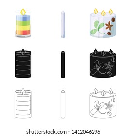 Vector design of relaxation and flame logo. Collection of relaxation and wax stock symbol for web.
