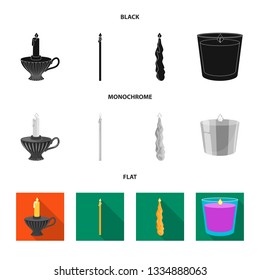 Vector design of relaxation and flame sign. Collection of relaxation and wax stock vector illustration.