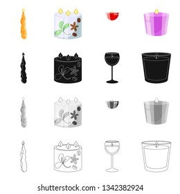 Vector design of relaxation and flame sign. Set of relaxation and wax vector icon for stock.