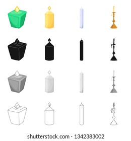 Vector design of relaxation and flame sign. Set of relaxation and wax stock symbol for web.