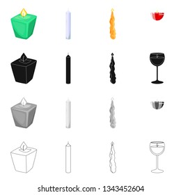 Vector design of relaxation and flame sign. Collection of relaxation and wax vector icon for stock.