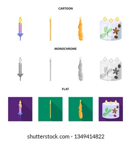 Vector design of relaxation and flame sign. Collection of relaxation and wax stock symbol for web.