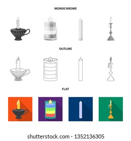 Vector design of relaxation and flame sign. Set of relaxation and wax stock vector illustration.