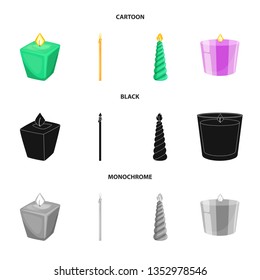 Vector design of relaxation and flame sign. Collection of relaxation and wax stock symbol for web.