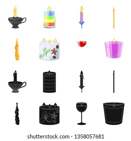 Vector design of relaxation and flame sign. Set of relaxation and wax stock vector illustration.