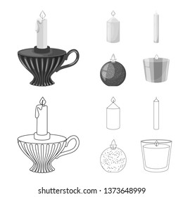 Vector design of relaxation and flame sign. Set of relaxation and wax stock vector illustration.