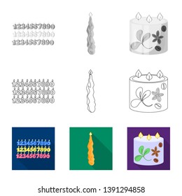 Vector design of relaxation and flame sign. Collection of relaxation and wax stock vector illustration.