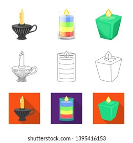 Vector design of relaxation and flame sign. Set of relaxation and wax stock vector illustration.