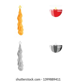 Vector design of relaxation and flame sign. Set of relaxation and wax stock symbol for web.