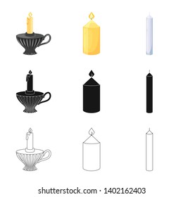 Vector design of relaxation and flame sign. Collection of relaxation and wax stock symbol for web.