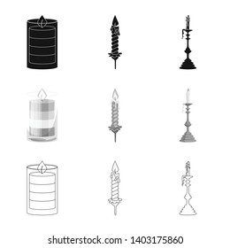 Vector design of relaxation and flame sign. Collection of relaxation and wax stock vector illustration.