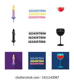 Vector design of relaxation and flame sign. Set of relaxation and wax stock vector illustration.