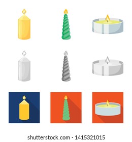 Vector design of relaxation and flame sign. Set of relaxation and wax stock symbol for web.