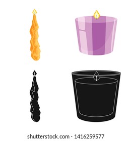 Vector design of relaxation and flame sign. Collection of relaxation and wax stock symbol for web.