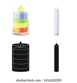 Vector design of relaxation and flame sign. Collection of relaxation and wax vector icon for stock.