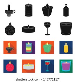 Vector design of relaxation and flame sign. Collection of relaxation and wax vector icon for stock.