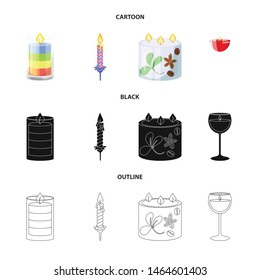 Vector design of relaxation and flame sign. Collection of relaxation and wax stock symbol for web.