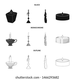 Vector design of relaxation and flame sign. Collection of relaxation and wax stock symbol for web.