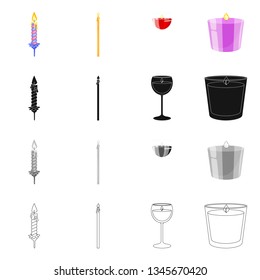 Vector design of relaxation and flame symbol. Set of relaxation and wax stock vector illustration.