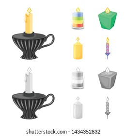 Vector design of relaxation and flame symbol. Set of relaxation and wax vector icon for stock.