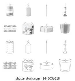 Vector design of relaxation and flame symbol. Collection of relaxation and wax stock symbol for web.