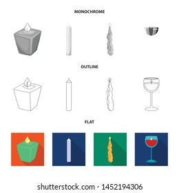 Vector design of relaxation and flame symbol. Collection of relaxation and wax stock symbol for web.