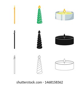 Vector design of relaxation and flame symbol. Collection of relaxation and wax stock vector illustration.