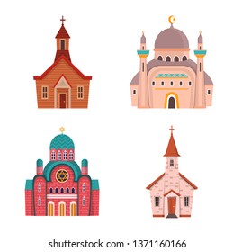 Vector design of religion and building icon. Set of religion and faith stock vector illustration.