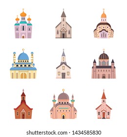 Vector design of religion and building icon. Set of religion and faith stock vector illustration.