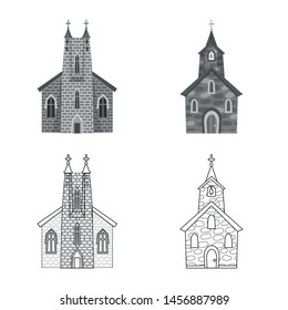 Vector design of religion, cult and temple icon. Set of cult and parish vector icon for stock.