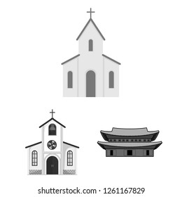 Vector design of religion and wedding icon. Set of religion and house  stock vector illustration.