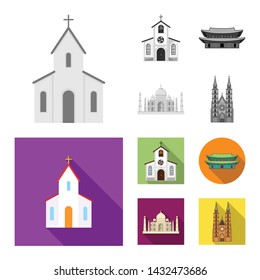Vector design of religion and wedding symbol. Set of religion and house stock symbol for web.
