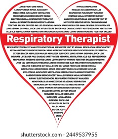 Vector design of a Respiratory Therapist heart made out of key words.