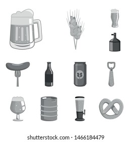 Vector design of restaurant and oktoberfest sign. Set of restaurant and brewing stock symbol for web.