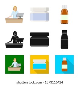 Vector design of retail and healthcare icon. Set of retail and wellness stock vector illustration.