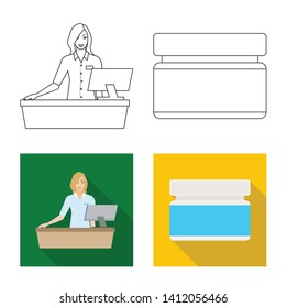 Vector design of retail and healthcare icon. Set of retail and wellness vector icon for stock.